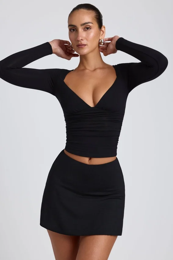 Solene Modal A-Line Mini Skort in Black Solene Modal A-Line Mini Skort in Black
