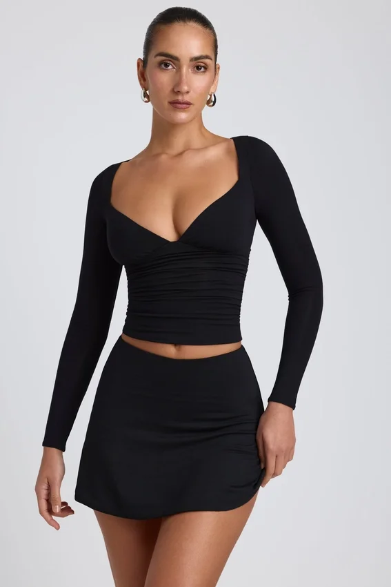 Solene Modal A-Line Mini Skort in Black Solene Modal A-Line Mini Skort in Black