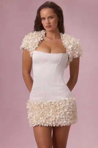 Soretta Cropped Bolero in Ivory Soretta Cropped Bolero in Ivory
