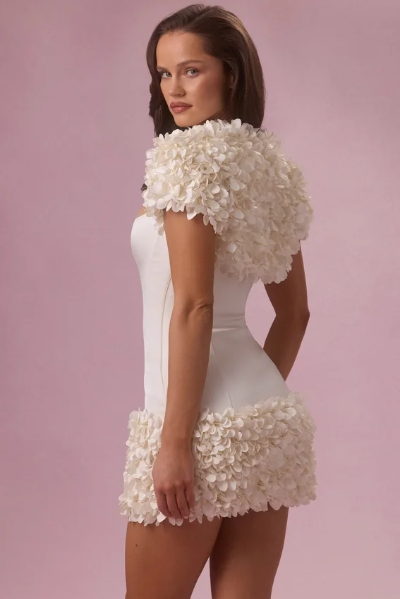 Soretta Cropped Bolero in Ivory Soretta Cropped Bolero in Ivory