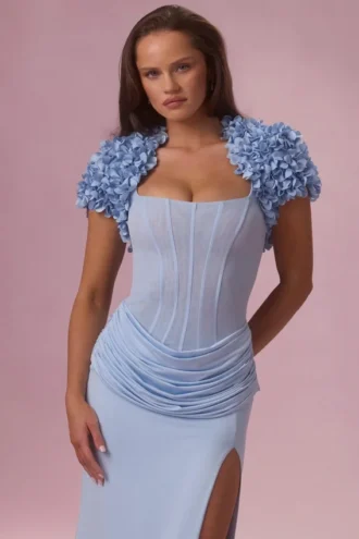 Soretta Cropped Bolero in Powder Blue Soretta Cropped Bolero in Powder Blue