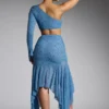 Soustons Embellished Handkerchief Hem Skirt in Smokey Blue Soustons Embellished Handkerchief Hem Skirt in Smokey Blue