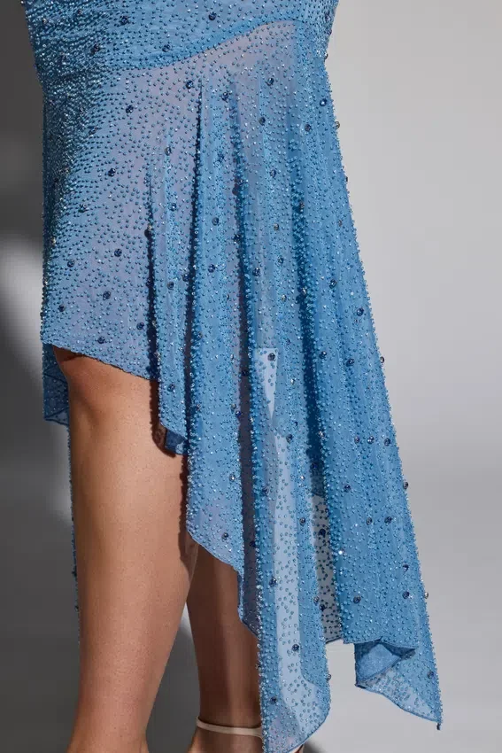 Soustons Embellished Handkerchief Hem Skirt in Smokey Blue Soustons Embellished Handkerchief Hem Skirt in Smokey Blue