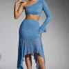 Soustons Embellished Handkerchief Hem Skirt in Smokey Blue Soustons Embellished Handkerchief Hem Skirt in Smokey Blue