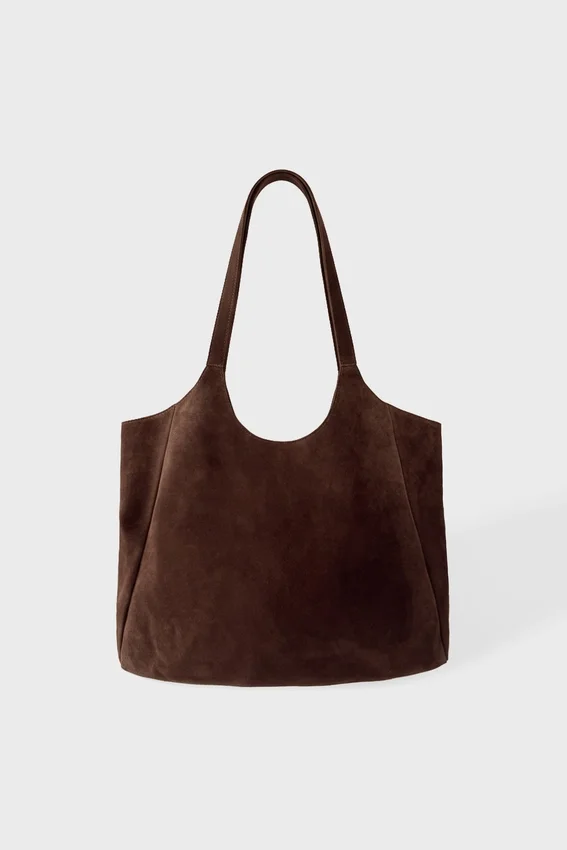 Suede Tote Bag in Espresso Suede Tote Bag in Espresso