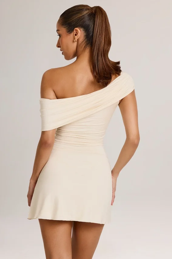Suhana Modal Asymmetric A-Line Mini Dress in Ivory Suhana Modal Asymmetric A-Line Mini Dress in Ivory