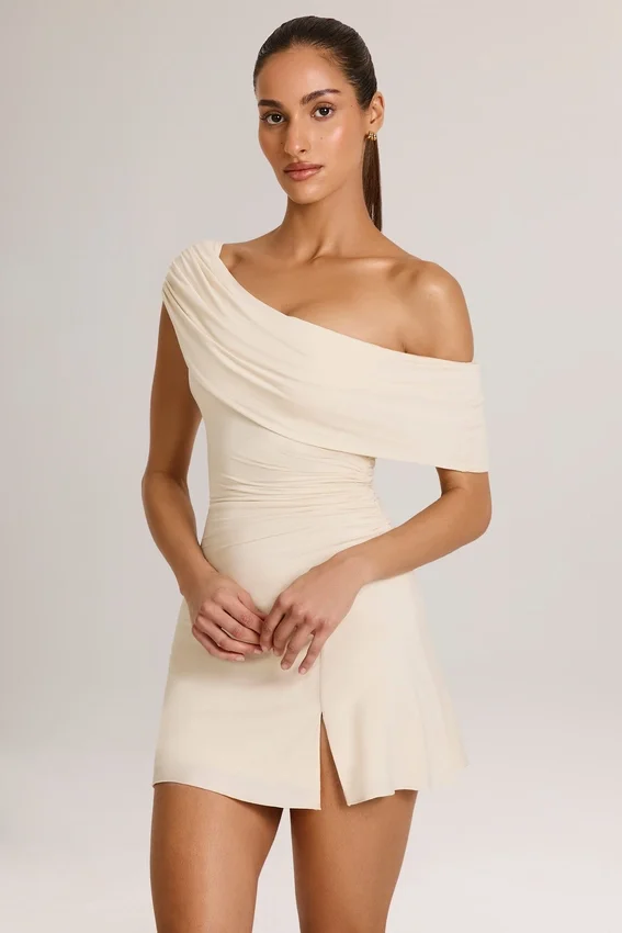 Suhana Modal Asymmetric A-Line Mini Dress in Ivory Suhana Modal Asymmetric A-Line Mini Dress in Ivory