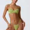 Sundial Embellished Underwired Balconette Bikini Top in Pear Green