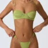 Sundial Embellished Underwired Balconette Bikini Top in Pear Green