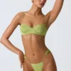 Sundial Embellished Underwired Balconette Bikini Top in Pear Green
