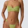 Sundial Embellished Underwired Balconette Bikini Top in Pear Green