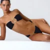 Sunray Embellished Wide Strap Cheeky Bikini Bottoms in Black