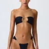 Sunray Embellished Wide Strap Cheeky Bikini Bottoms in Black