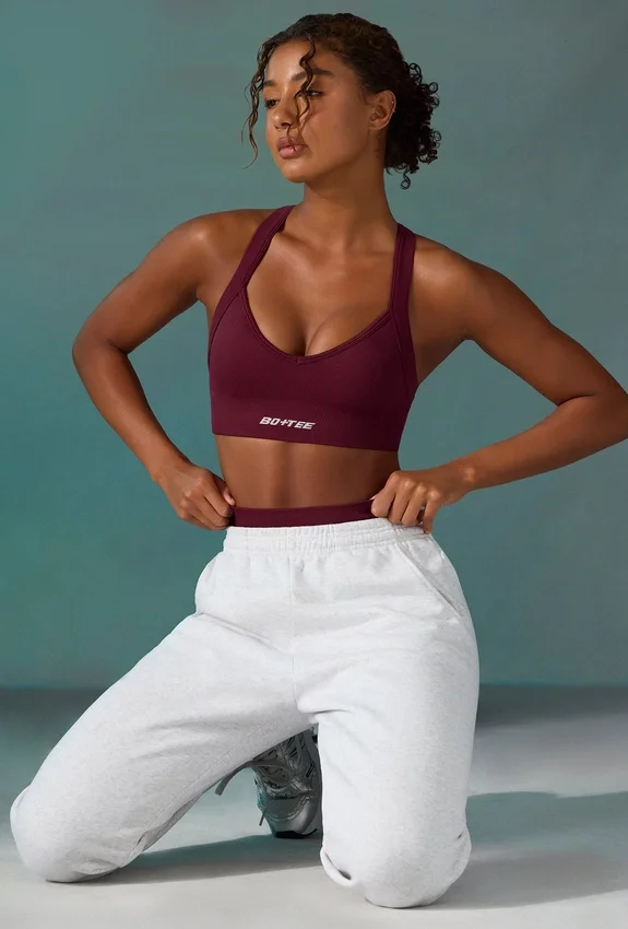 Super Sculpt Seamless Cross Back Sports Bra in Plum Super Sculpt Seamless Cross Back Sports Bra in Plum