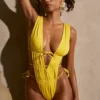 Syros Ruched Cut-Out Swimsuit in Golden Yellow Syros Ruched Cut-Out Swimsuit in Golden Yellow