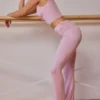 Tall Fold-Over Flared Trousers in Soft Pink Tall Fold-Over Flared Trousers in Soft Pink