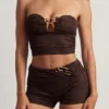 Teagan Mid-Rise Shorts in Dark Chocolate Teagan Mid-Rise Shorts in Dark Chocolate