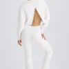 Textured Cotton Jersey Flared Trousers in White Textured Cotton Jersey Flared Trousers in White
