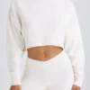 Textured Cotton Jersey Flared Trousers in White Textured Cotton Jersey Flared Trousers in White