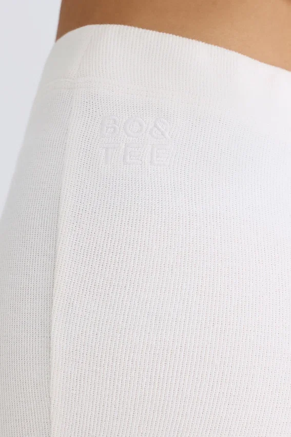 Textured Cotton Jersey Flared Trousers in White Textured Cotton Jersey Flared Trousers in White