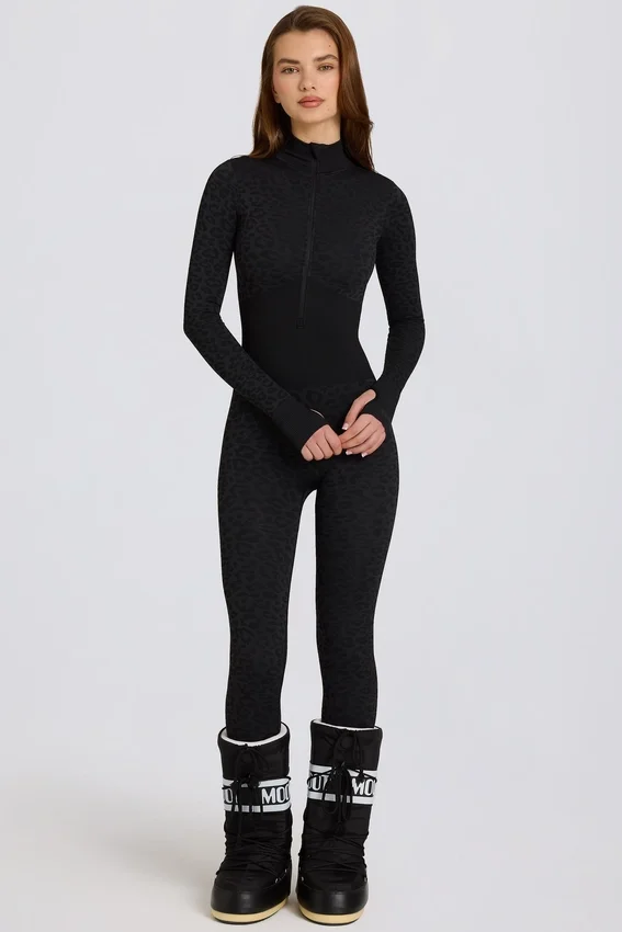 Thermal Base-Layer Jumpsuit in Black Leopard Thermal Base-Layer Jumpsuit in Black Leopard