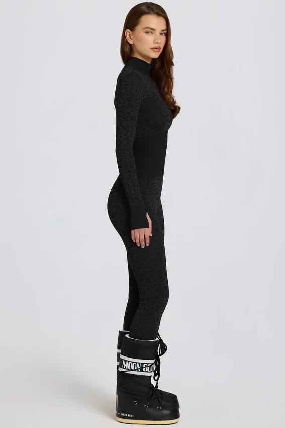 Thermal Base-Layer Jumpsuit in Black Leopard Thermal Base-Layer Jumpsuit in Black Leopard
