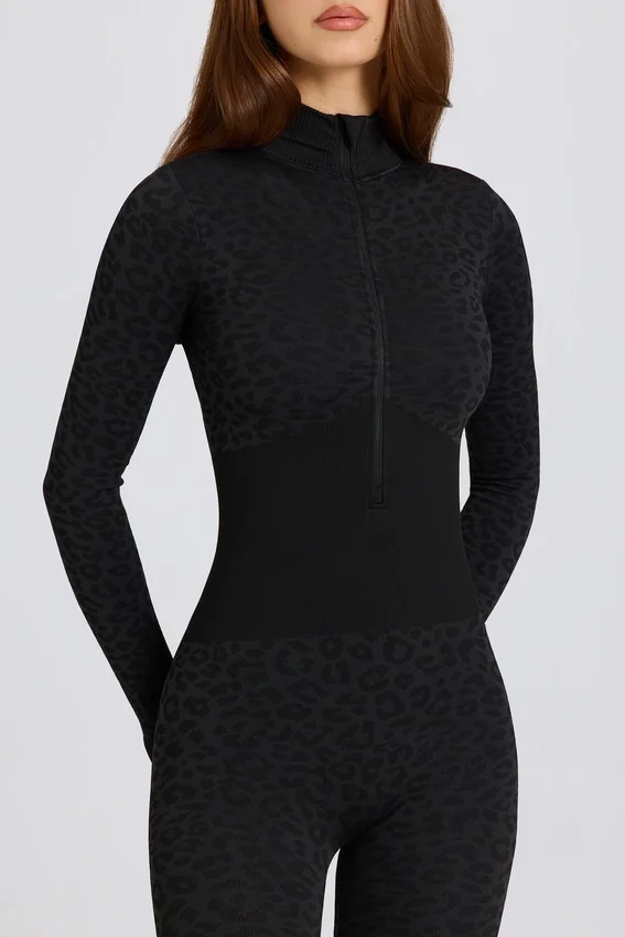 Thermal Base-Layer Jumpsuit in Black Leopard Thermal Base-Layer Jumpsuit in Black Leopard