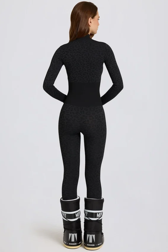 Thermal Base-Layer Jumpsuit in Black Leopard Thermal Base-Layer Jumpsuit in Black Leopard