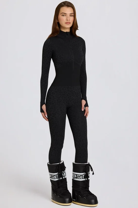 Thermal Base-Layer Jumpsuit in Black Leopard Thermal Base-Layer Jumpsuit in Black Leopard