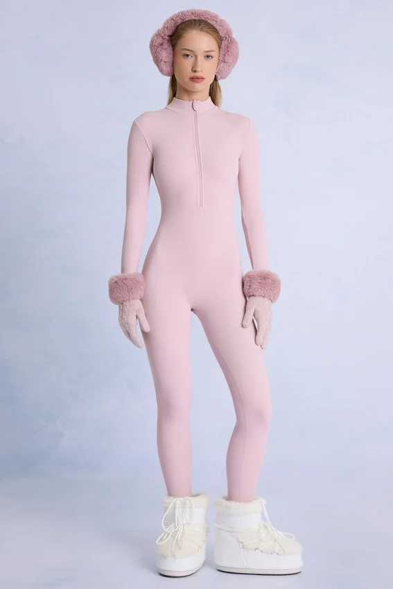 Thermal Base-Layer Jumpsuit in Powder Pink Thermal Base-Layer Jumpsuit in Powder Pink