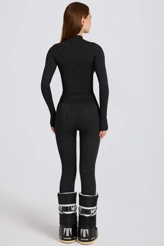 Thermal Base-Layer Leggings in Black Leopard Thermal Base-Layer Leggings in Black Leopard