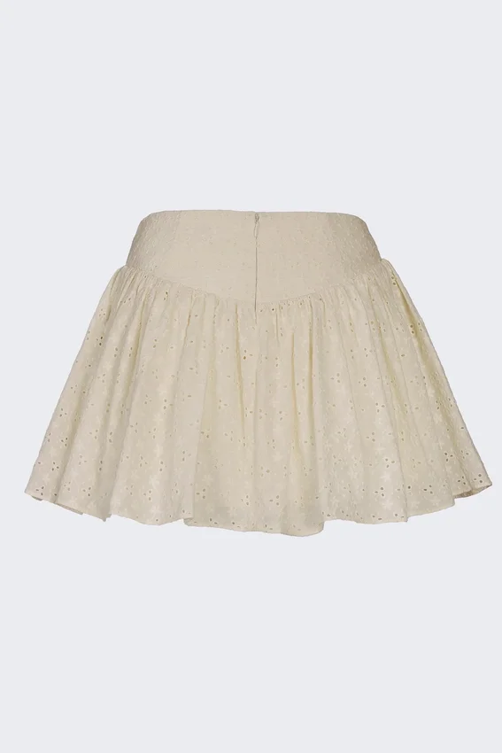 Thia Bow-Detail Broderie Anglaise Mini Skirt in Ivory Thia Bow-Detail Broderie Anglaise Mini Skirt in Ivory
