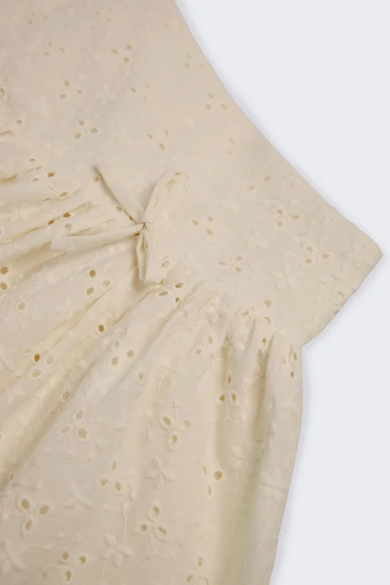Thia Bow-Detail Broderie Anglaise Mini Skirt in Ivory Thia Bow-Detail Broderie Anglaise Mini Skirt in Ivory