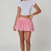 Thia Bow-Detail Broderie Anglaise Mini Skirt in Soft Pink Thia Bow-Detail Broderie Anglaise Mini Skirt in Soft Pink