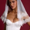 Trixie Lace-Trim Veil in White Trixie Lace-Trim Veil in White