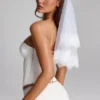 Trixie Lace-Trim Veil in White Trixie Lace-Trim Veil in White