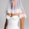 Trixie Lace-Trim Veil in White Trixie Lace-Trim Veil in White