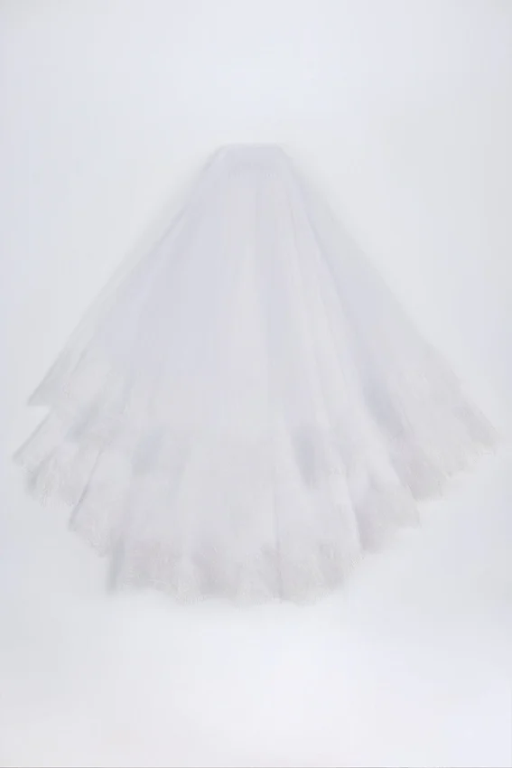 Trixie Lace-Trim Veil in White Trixie Lace-Trim Veil in White