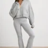 TRUE Cropped Zip Up Chunky Knit Hoodie in Heather Grey TRUE Cropped Zip Up Chunky Knit Hoodie in Heather Grey