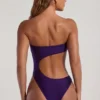 Tulum Bead-Embellished Cut-Out Bandeau Swimsuit in Deep Purple Tulum Bead-Embellished Cut-Out Bandeau Swimsuit in Deep Purple