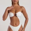 Tulum Bead-Embellished Cut-Out Bandeau Swimsuit in Ivory Tulum Bead-Embellished Cut-Out Bandeau Swimsuit in Ivory