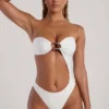 Tulum Bead-Embellished Cut-Out Bandeau Swimsuit in Ivory Tulum Bead-Embellished Cut-Out Bandeau Swimsuit in Ivory