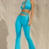 Valerie Petite Cut Out Flare Trousers in Aqua Valerie Petite Cut Out Flare Trousers in Aqua