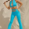 Valerie Petite Cut Out Flare Trousers in Aqua Valerie Petite Cut Out Flare Trousers in Aqua
