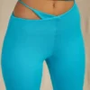 Valerie Petite Cut Out Flare Trousers in Aqua Valerie Petite Cut Out Flare Trousers in Aqua