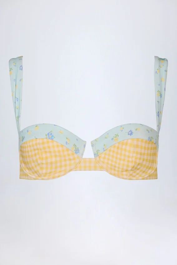 Vallibona Underwired Balconette Bikini Top in Yellow Gingham Vallibona Underwired Balconette Bikini Top in Yellow Gingham
