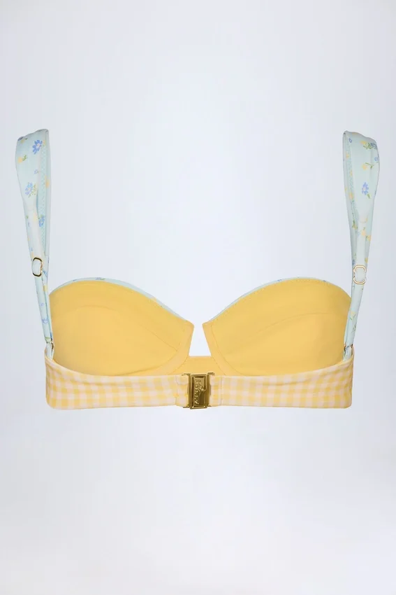 Vallibona Underwired Balconette Bikini Top in Yellow Gingham Vallibona Underwired Balconette Bikini Top in Yellow Gingham