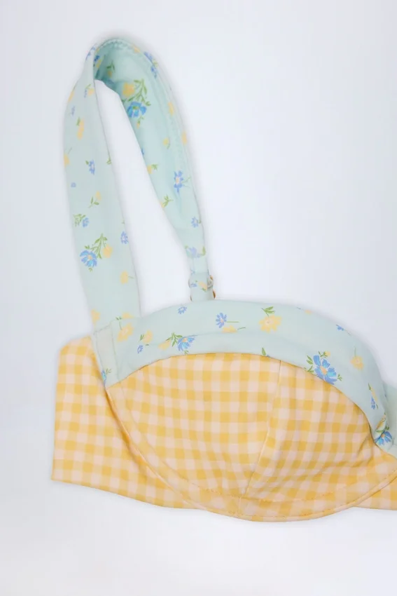 Vallibona Underwired Balconette Bikini Top in Yellow Gingham Vallibona Underwired Balconette Bikini Top in Yellow Gingham
