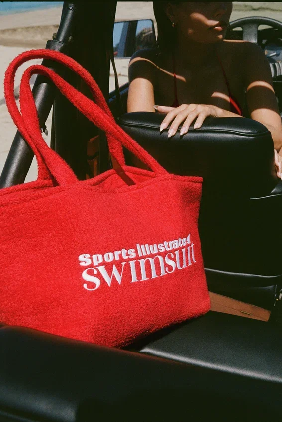 Velika Towelling Tote Bag in Fiery Red Velika Towelling Tote Bag in Fiery Red