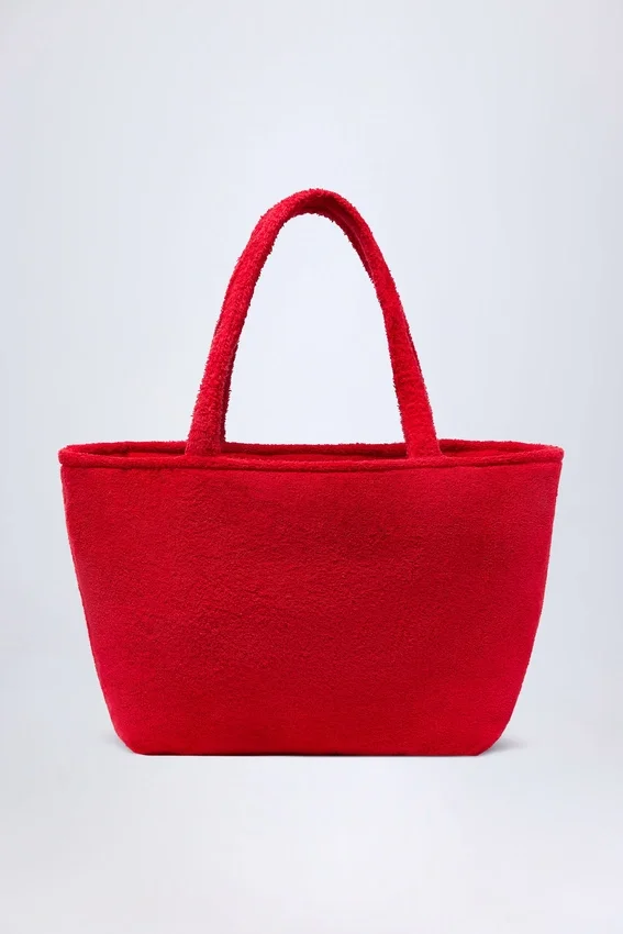 Velika Towelling Tote Bag in Fiery Red Velika Towelling Tote Bag in Fiery Red